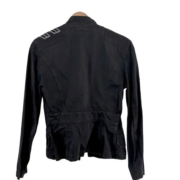 Made in Italy Jimmy Taverniti Vintage Y2K Black Military Cotton Jacket small - Picture 2 of 9